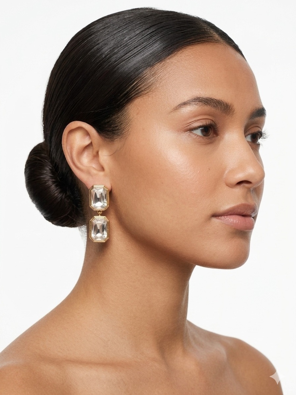 Piper K Beveled Glass Stones Drop Pierced Earrings 1.5” Long $75 NWT